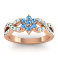 Swiss Blue Topaz Fashion Ring In 14K Rose Gold With Aquamarine – Nalini Simple Ring