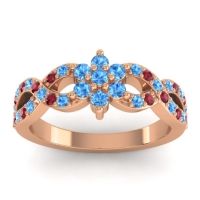 Swiss Blue Topaz Fashion Ring In 14K Rose Gold With Ruby – Nalini Simple Ring