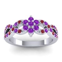 Amethyst Fashion Ring In 14k White Gold With Ruby – Nalini Simple Ring