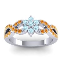Aquamarine Fashion Ring In 14k White Gold With Citrine – Nalini Simple Ring