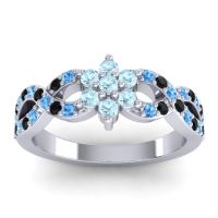 Aquamarine Fashion Ring In 14k White Gold With Swiss Blue Topaz And Black Onyx – Nalini Simple Ring