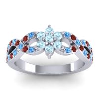 Aquamarine Fashion Ring In 14k White Gold With Swiss Blue Topaz And Garnet – Nalini Simple Ring