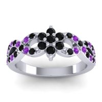 Black Onyx Fashion Ring In 14k White Gold With Amethyst – Nalini Simple Ring
