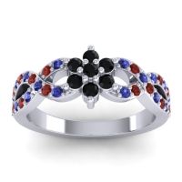 Black Onyx Fashion Ring In 14k White Gold With Blue Sapphire And Garnet – Nalini Simple Ring