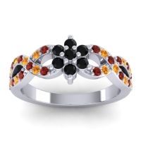 Black Onyx Fashion Ring In 14k White Gold With Garnet And Citrine – Nalini Simple Ring