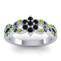 Black Onyx Fashion Ring In 14k White Gold With Peridot And Blue Sapphire – Nalini Simple Ring