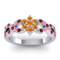 Citrine Fashion Ring In 14k White Gold With Garnet And Pink Tourmaline – Nalini Simple Ring