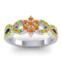 Citrine Fashion Ring In 14k White Gold With Peridot – Nalini Simple Ring