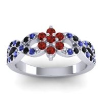 Garnet Fashion Ring In 14k White Gold With Blue Sapphire And Black Onyx – Nalini Simple Ring