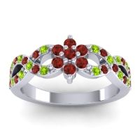 Garnet Fashion Ring In 14k White Gold With Peridot – Nalini Simple Ring