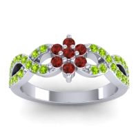Garnet Fashion Ring In 14k White Gold With Peridot – Nalini Simple Ring