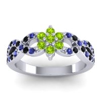 Peridot Fashion Ring In 14k White Gold With Blue Sapphire And Black Onyx – Nalini Simple Ring