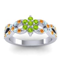 Peridot Fashion Ring In 14k White Gold With Citrine And Aquamarine – Nalini Simple Ring