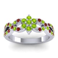 Peridot Fashion Ring In 14k White Gold With Garnet – Nalini Simple Ring
