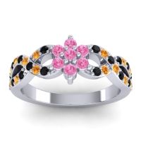 Pink Tourmaline Fashion Ring In 14k White Gold With Black Onyx And Citrine – Nalini Simple Ring