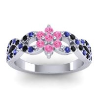 Pink Tourmaline Fashion Ring In 14k White Gold With Blue Sapphire And Black Onyx – Nalini Simple Ring