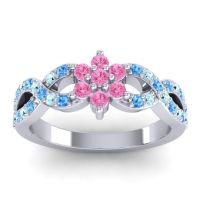Pink Tourmaline Fashion Ring In 14k White Gold With Swiss Blue Topaz And Aquamarine – Nalini Simple Ring