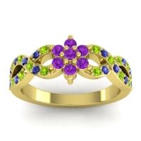 Amethyst Fashion Ring In 14k Yellow Gold With Peridot And Blue Sapphire – Nalini Simple Ring