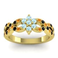 Aquamarine Fashion Ring In 14k Yellow Gold With Citrine And Black Onyx – Nalini Simple Ring