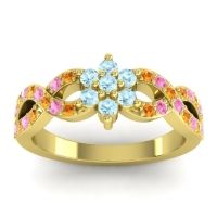 Aquamarine Fashion Ring In 14k Yellow Gold With Citrine And Pink Tourmaline – Nalini Simple Ring