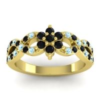Black Onyx Fashion Ring In 14k Yellow Gold With Aquamarine – Nalini Simple Ring