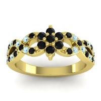 Black Onyx Fashion Ring In 14k Yellow Gold With Aquamarine – Nalini Simple Ring