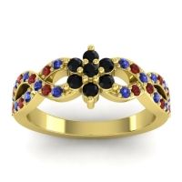 Black Onyx Fashion Ring In 14k Yellow Gold With Blue Sapphire And Garnet – Nalini Simple Ring