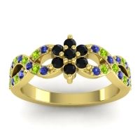 Black Onyx Fashion Ring In 14k Yellow Gold With Blue Sapphire And Peridot – Nalini Simple Ring