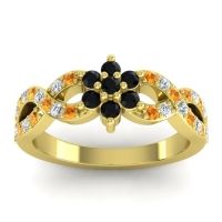Black Onyx Fashion Ring In 14k Yellow Gold With Citrine And Lab Diamond – Nalini Simple Ring