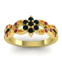 Black Onyx Fashion Ring In 14k Yellow Gold With Citrine And Ruby – Nalini Simple Ring