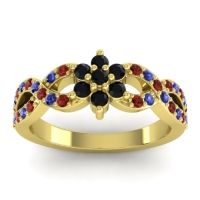 Black Onyx Fashion Ring In 14k Yellow Gold With Garnet And Blue Sapphire – Nalini Simple Ring