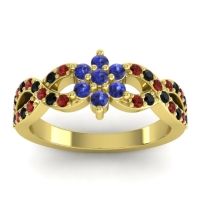 Blue Sapphire Fashion Ring In 14k Yellow Gold With Garnet And Black Onyx – Nalini Simple Ring