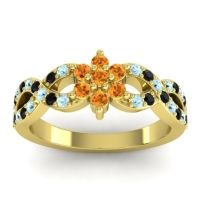 Citrine Fashion Ring In 14k Yellow Gold With Aquamarine And Black Onyx – Nalini Simple Ring
