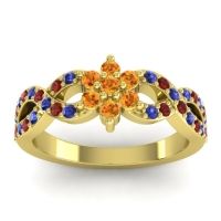 Citrine Fashion Ring In 14k Yellow Gold With Blue Sapphire And Garnet – Nalini Simple Ring