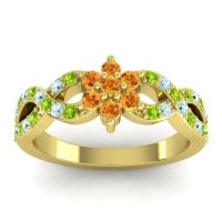 Citrine Fashion Ring In 14k Yellow Gold With Peridot And Aquamarine – Nalini Simple Ring