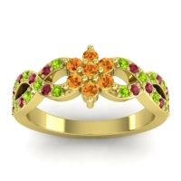Citrine Fashion Ring In 14k Yellow Gold With Peridot And Ruby – Nalini Simple Ring
