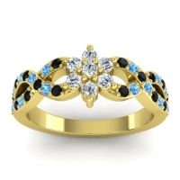 Lab Diamond Fashion Ring In 14k Yellow Gold With Black Onyx And Swiss Blue Topaz – Nalini Simple Ring