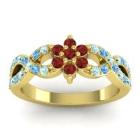 Garnet Fashion Ring In 14k Yellow Gold With Aquamarine And Swiss Blue Topaz – Nalini Simple Ring