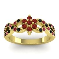 Garnet Fashion Ring In 14k Yellow Gold With Black Onyx And Ruby – Nalini Simple Ring