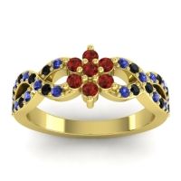 Garnet Fashion Ring In 14k Yellow Gold With Blue Sapphire And Black Onyx – Nalini Simple Ring