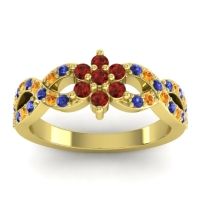 Garnet Fashion Ring In 14k Yellow Gold With Blue Sapphire And Citrine – Nalini Simple Ring