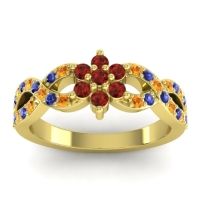 Garnet Fashion Ring In 14k Yellow Gold With Citrine And Blue Sapphire – Nalini Simple Ring