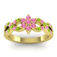 Pink Tourmaline Fashion Ring In 14k Yellow Gold With Peridot – Nalini Simple Ring