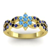 Swiss Blue Topaz Fashion Ring In 14k Yellow Gold With Blue Sapphire And Black Onyx – Nalini Simple Ring