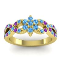 Swiss Blue Topaz Fashion Ring In 14k Yellow Gold With Amethyst – Nalini Simple Ring