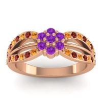 Amethyst Fashion Ring In 14K Rose Gold With Garnet And Citrine – Kalikda Simple Ring