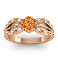 Citrine Fashion Ring In 14K Rose Gold With Aquamarine – Kalikda Simple Ring