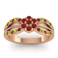 Garnet Fashion Ring In 14K Rose Gold With Peridot And Ruby – Kalikda Simple Ring