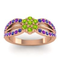 Peridot Fashion Ring In 14K Rose Gold With Amethyst And Blue Sapphire – Kalikda Simple Ring