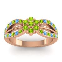 Peridot Fashion Ring In 14K Rose Gold With Swiss Blue Topaz – Kalikda Simple Ring